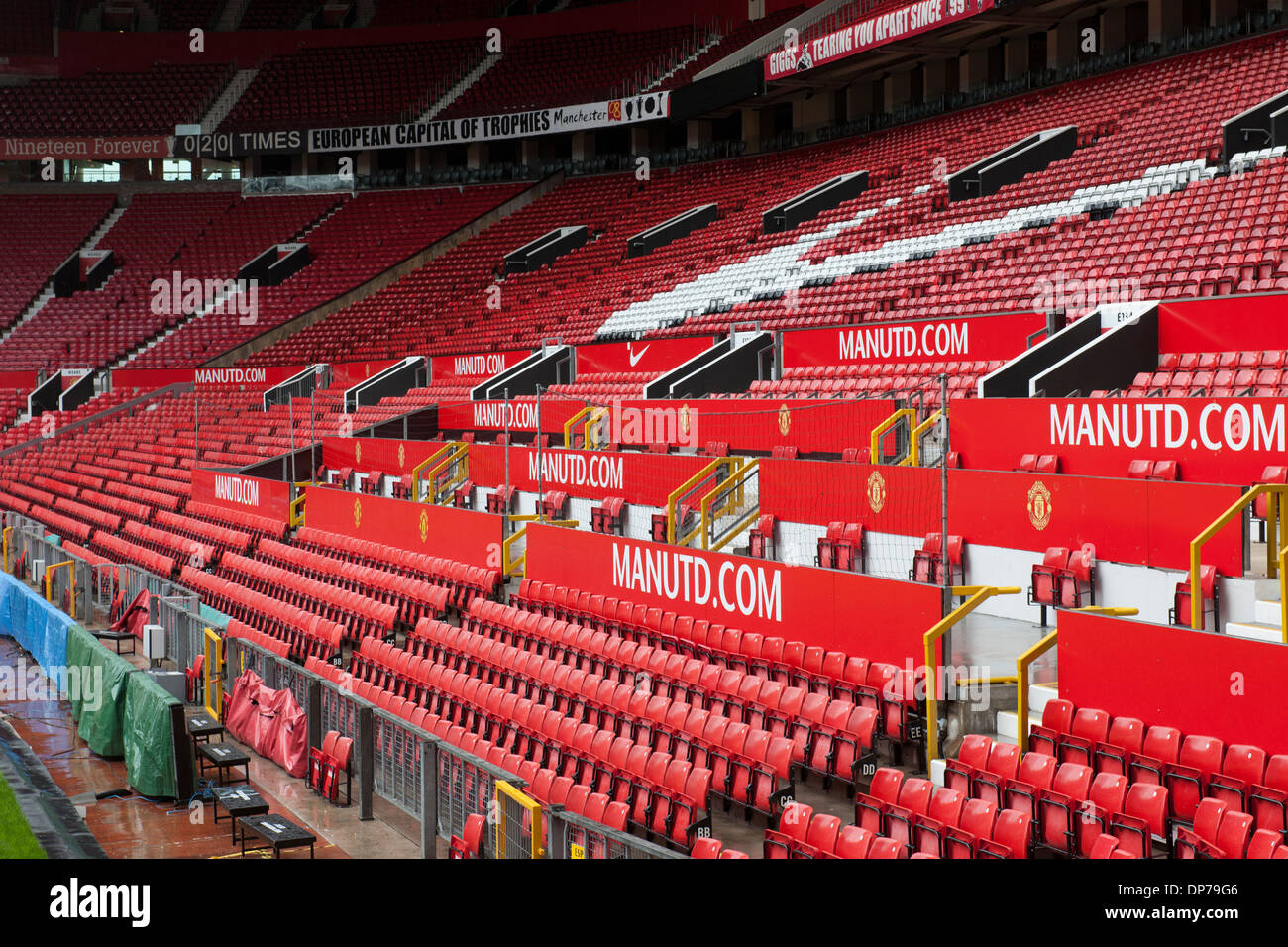 Old Trafford, casa del Manchester United Football Club, Manchester, Inghilterra, Regno Unito.; vista di posti a sedere stile stadio. Foto Stock