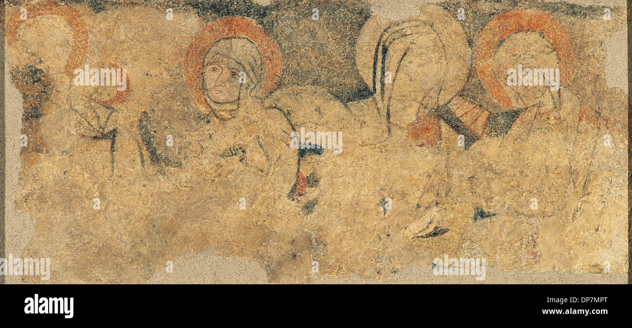 Affresco raffigurante il santo delle donne. Romanico. Xii secolo. Abside. Lato sud. Chiesa di San Pietro ad Vincula. Spagna. Foto Stock