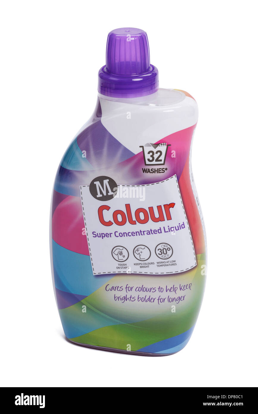 Bottiglia di plastica di Morrisons proprio marchio biancheria di colore liquido di lavaggio Foto Stock