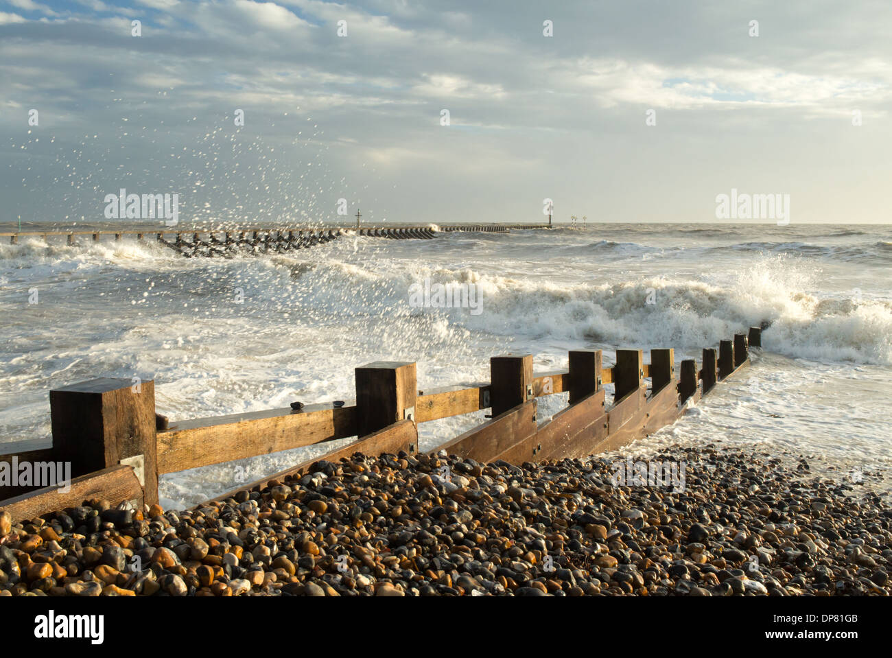 Breezy Day a West Beach, Littlehampton Foto Stock