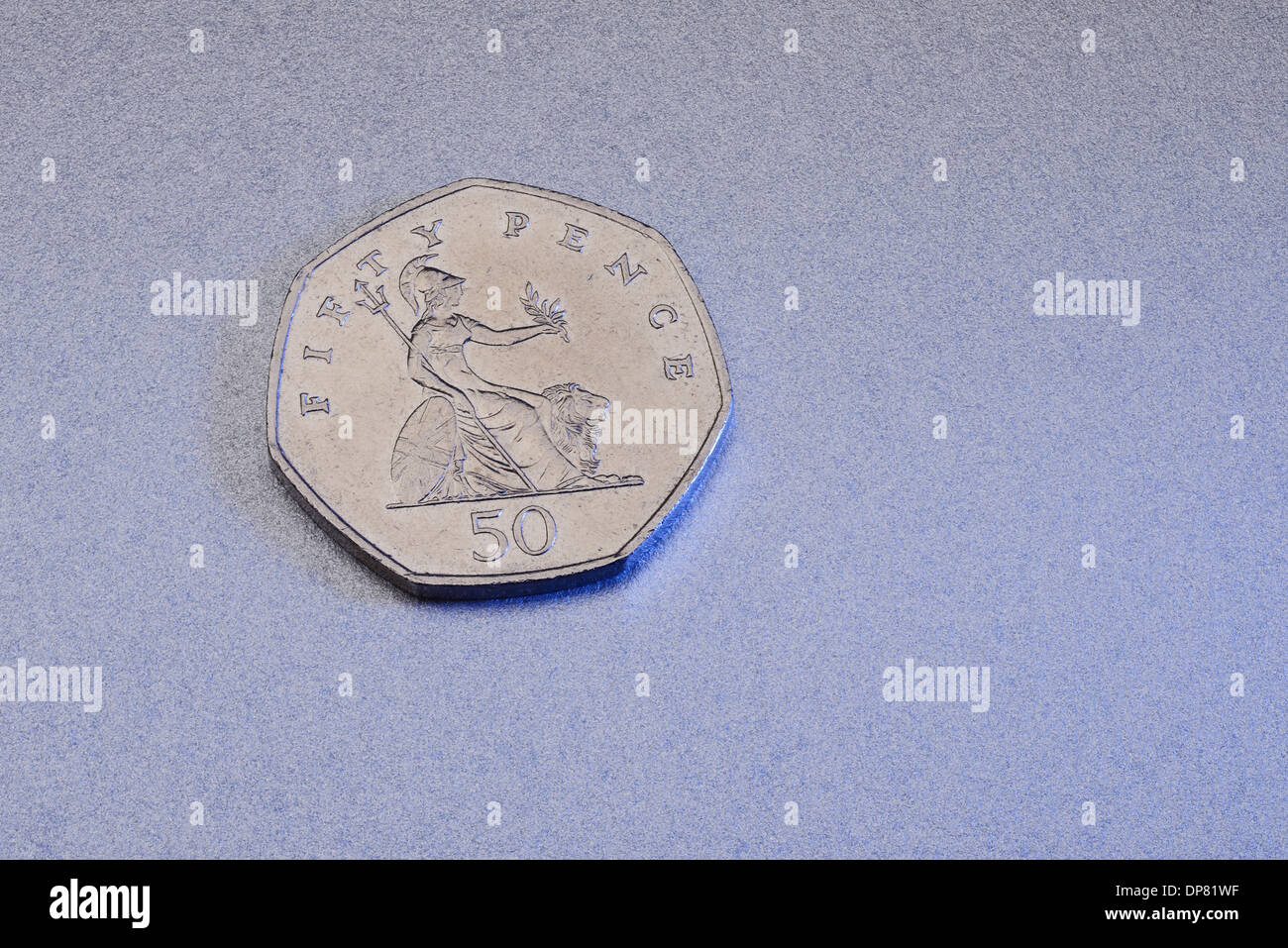 Cinquanta pence coin Foto Stock