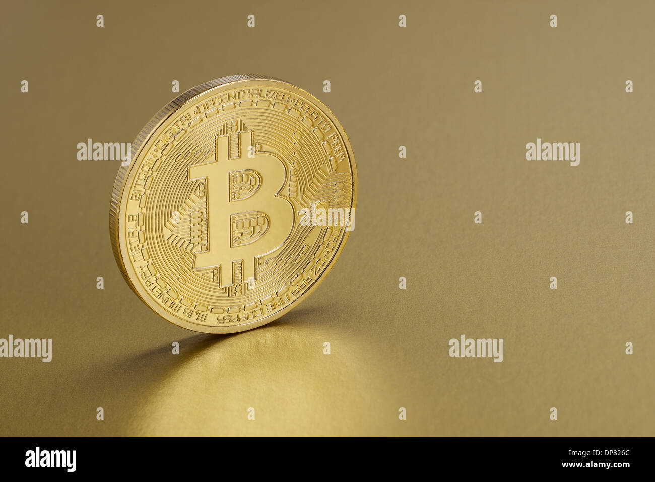Golden Bitcoin coin Foto Stock