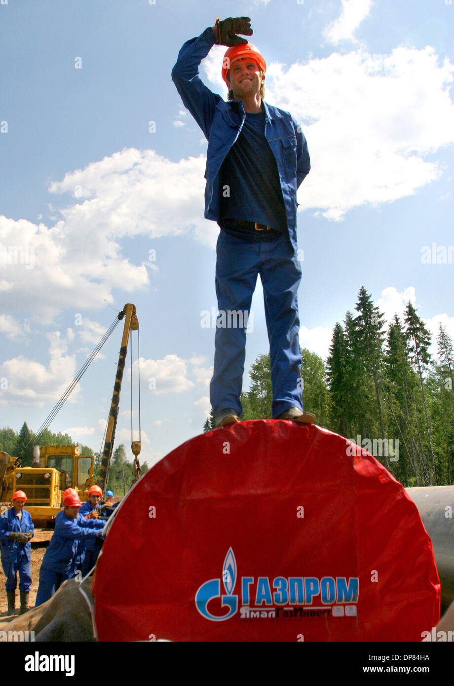 Costruzione del progetto Russian-German - North European Gas Pipeline in San Pietroburgo regione. Gasdotto nordeuropeo darà la Russia l'alternativa rout (in alternativa al gasdotto ucraino) per l'alimentazione dei paesi occidentali di gas naturale russo.(Immagine di credito: © PhotoXpress/ZUMA Premere) Restrizioni: Nord e Sud America diritti solo! Foto Stock