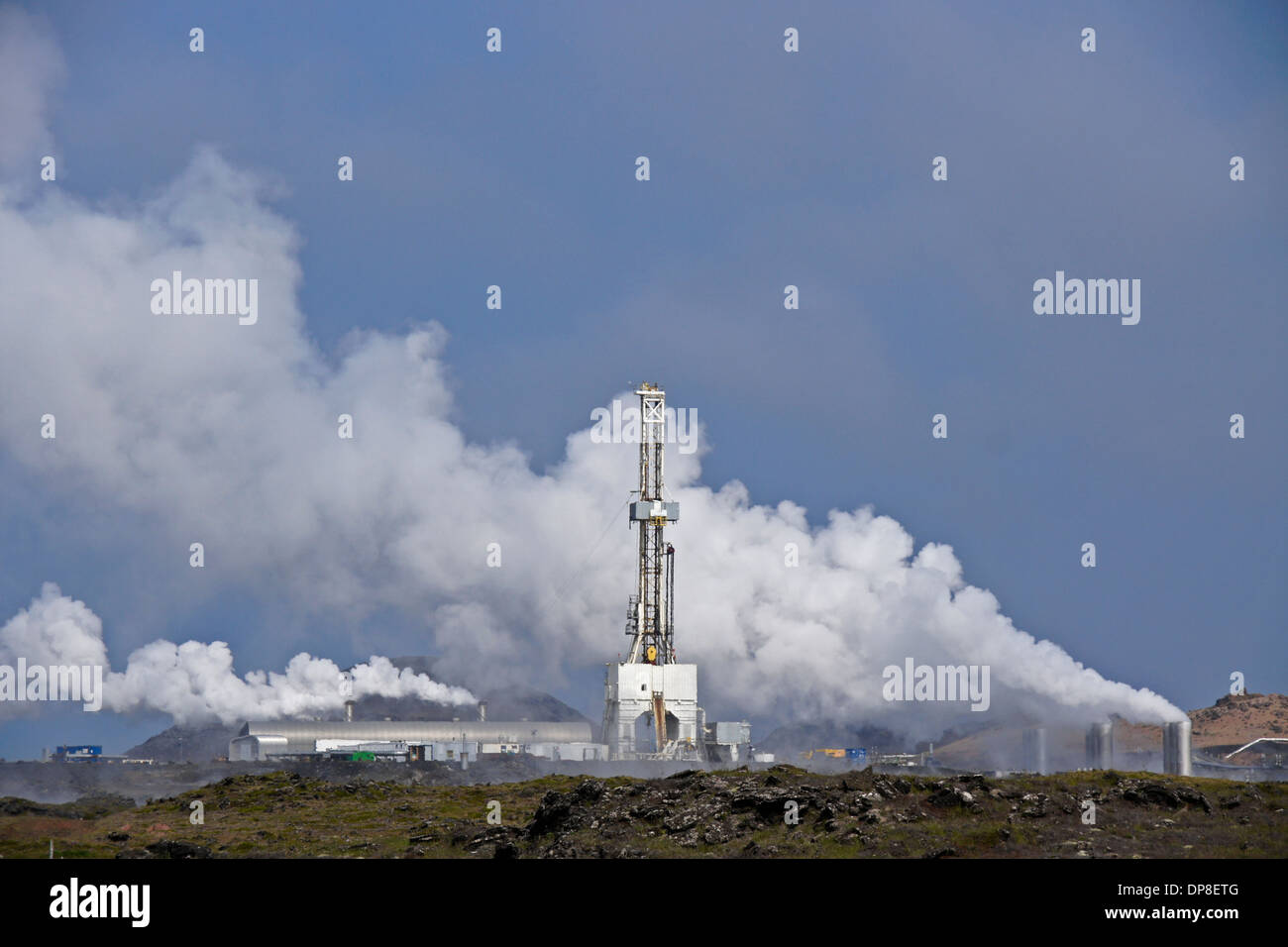 Stazione Elettrica Geotermica, penisola di Reykjanes, Islanda Foto Stock