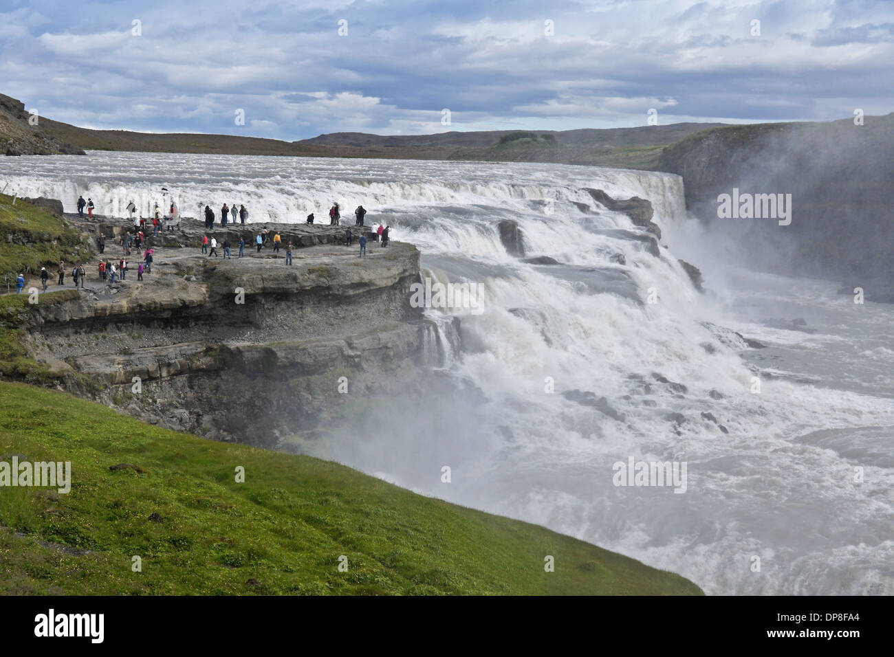 Gullfoss (Golden cade) sul Fiume Hvita, Islanda Foto Stock