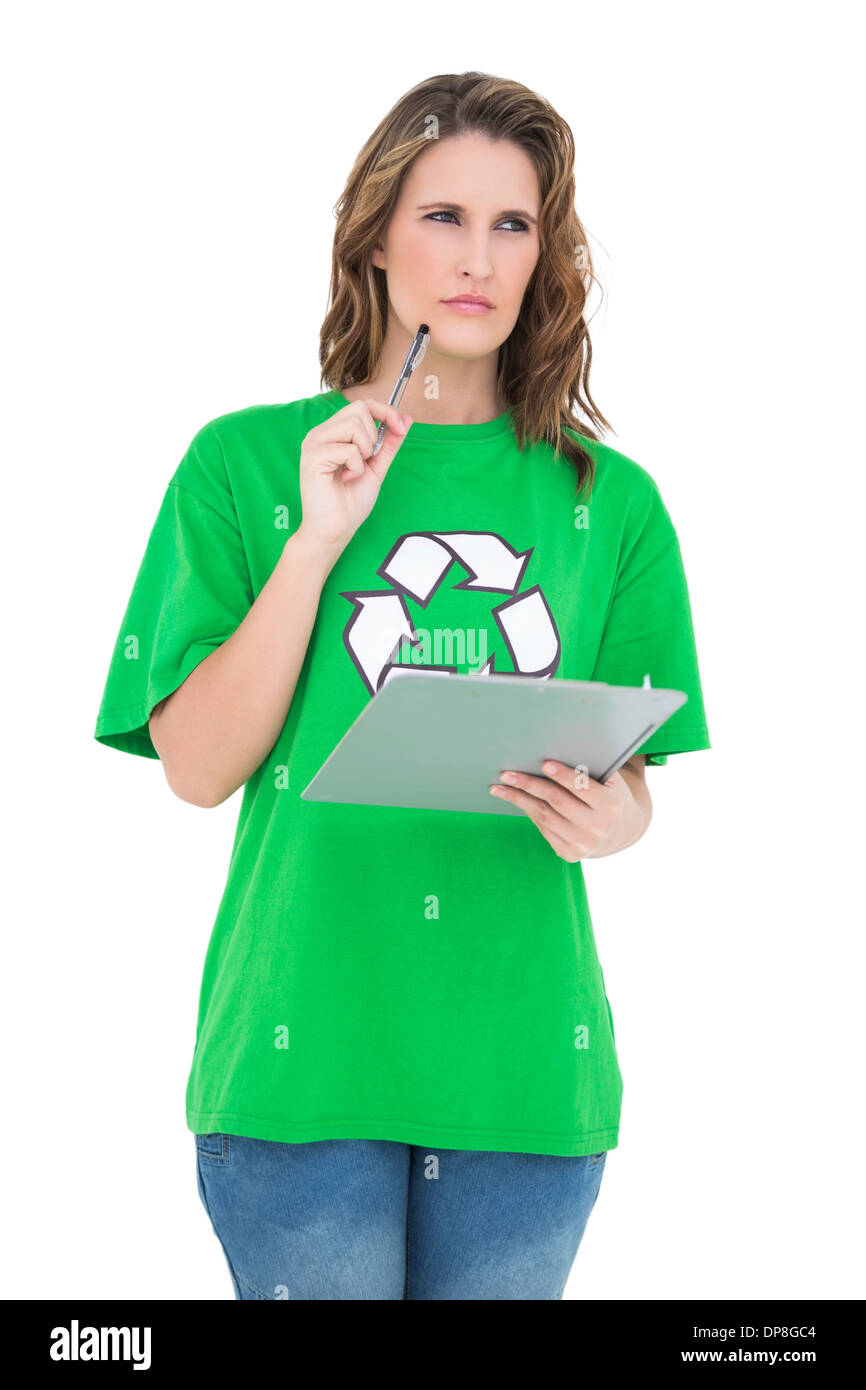 Malinconici attivista ambientale azienda negli appunti Foto Stock
