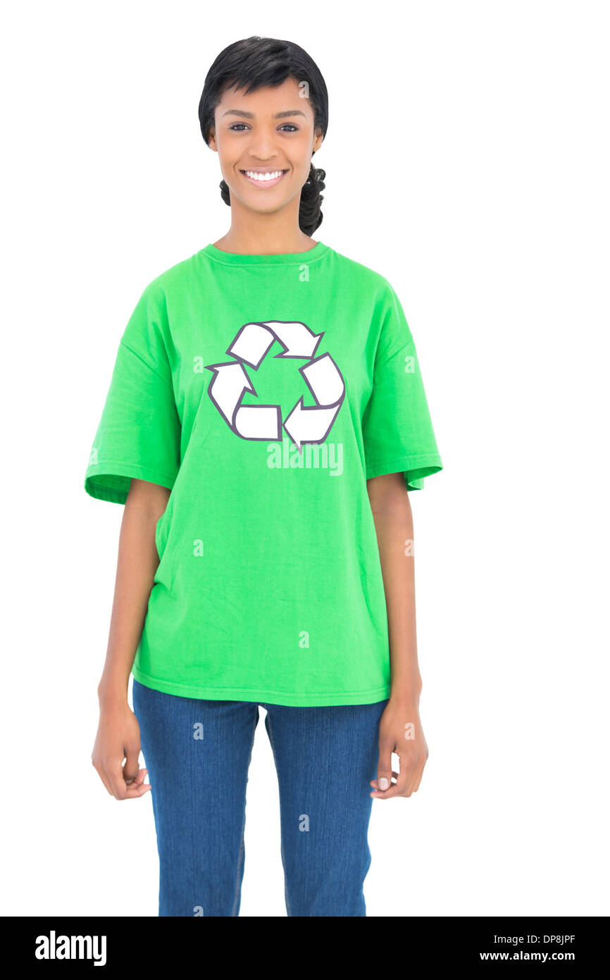 Soddisfatto dai capelli neri ecologista che pongono guardando la fotocamera Foto Stock