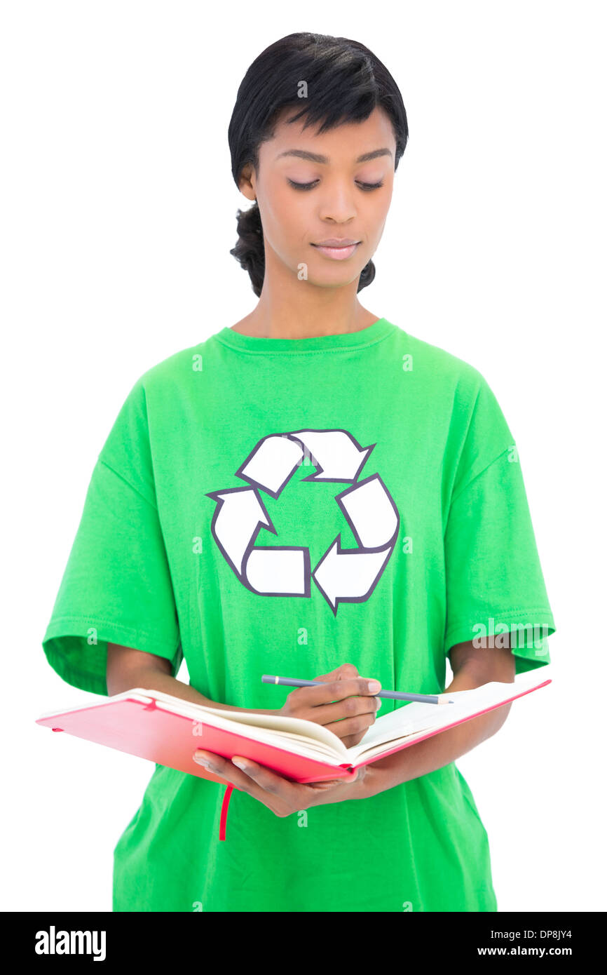 Considerato dai capelli neri ecologista controllare una pianificazione Foto Stock