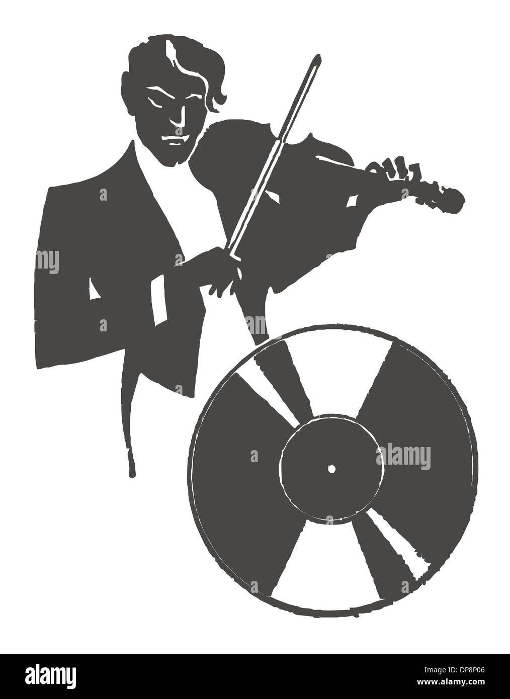 Il violinista maschio a suonare il violino, record di vinile Foto Stock