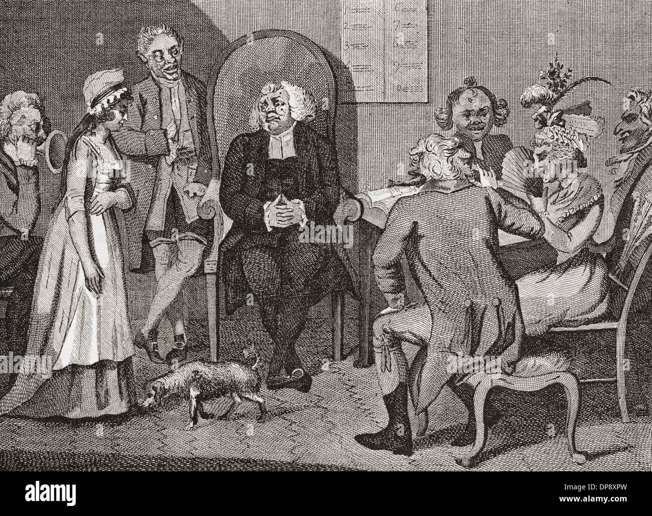 Scena in un inglese un divorzio, 1780. Foto Stock
