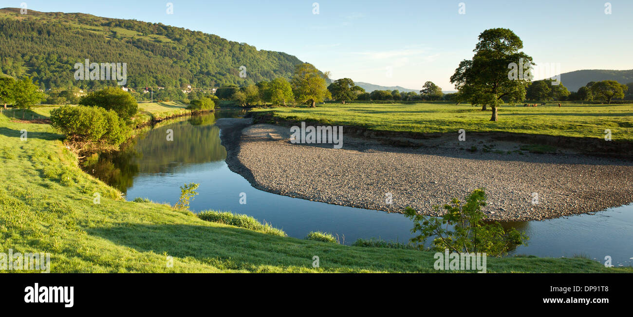 Fotografia paesaggio del fiume Conwy a inizio estate, Conwy Valley Snowdonia regione del Galles del Nord Regno Unito Foto Stock