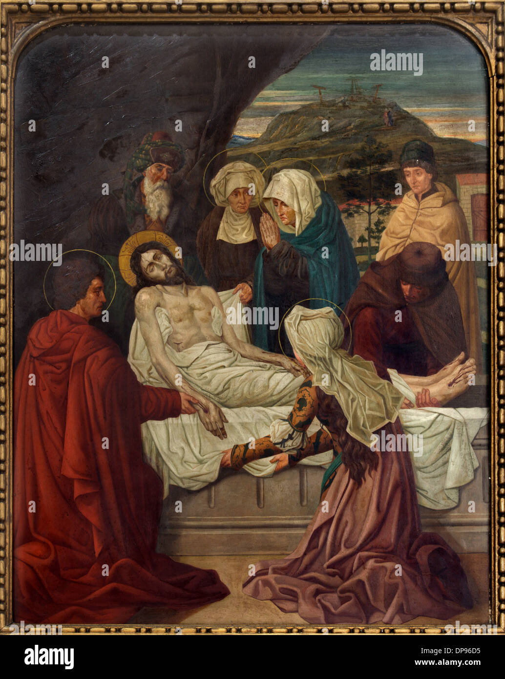 MECHELEN - 4 settembre: la sepoltura di Gesù. Croce modo ciclo da 19. cento. a Onze-Lieve-Vrouw-va n-Hanswijkbasiliek chiesa Foto Stock