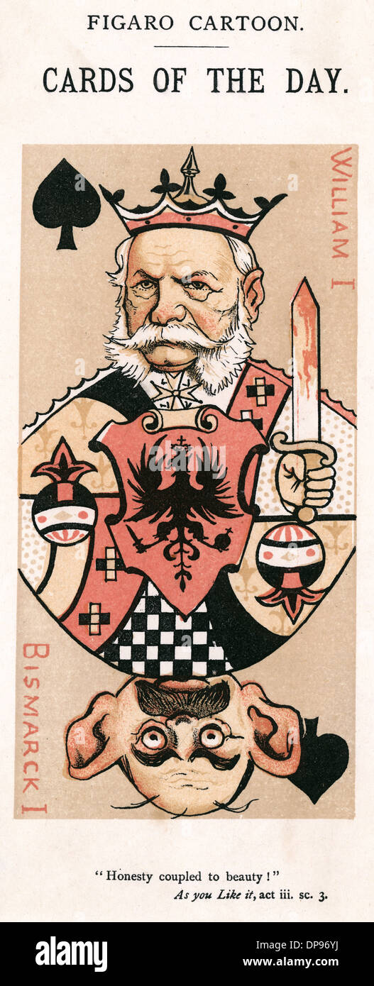 Carte da gioco caricature di Wilhelm i e otto von Bismarck Foto Stock