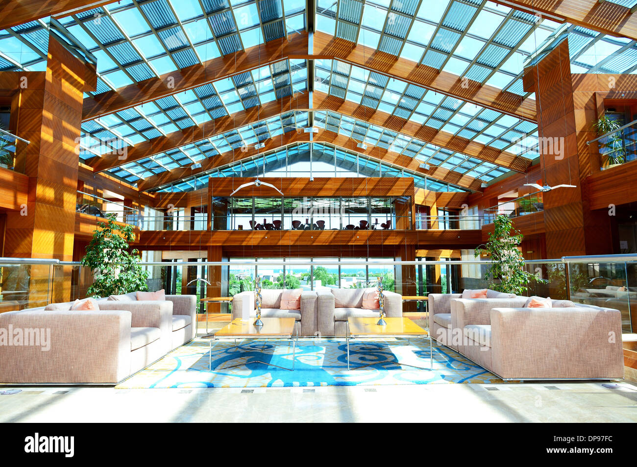 La lobby e decorazione in hotel di lusso, Dalaman, Turchia Foto Stock