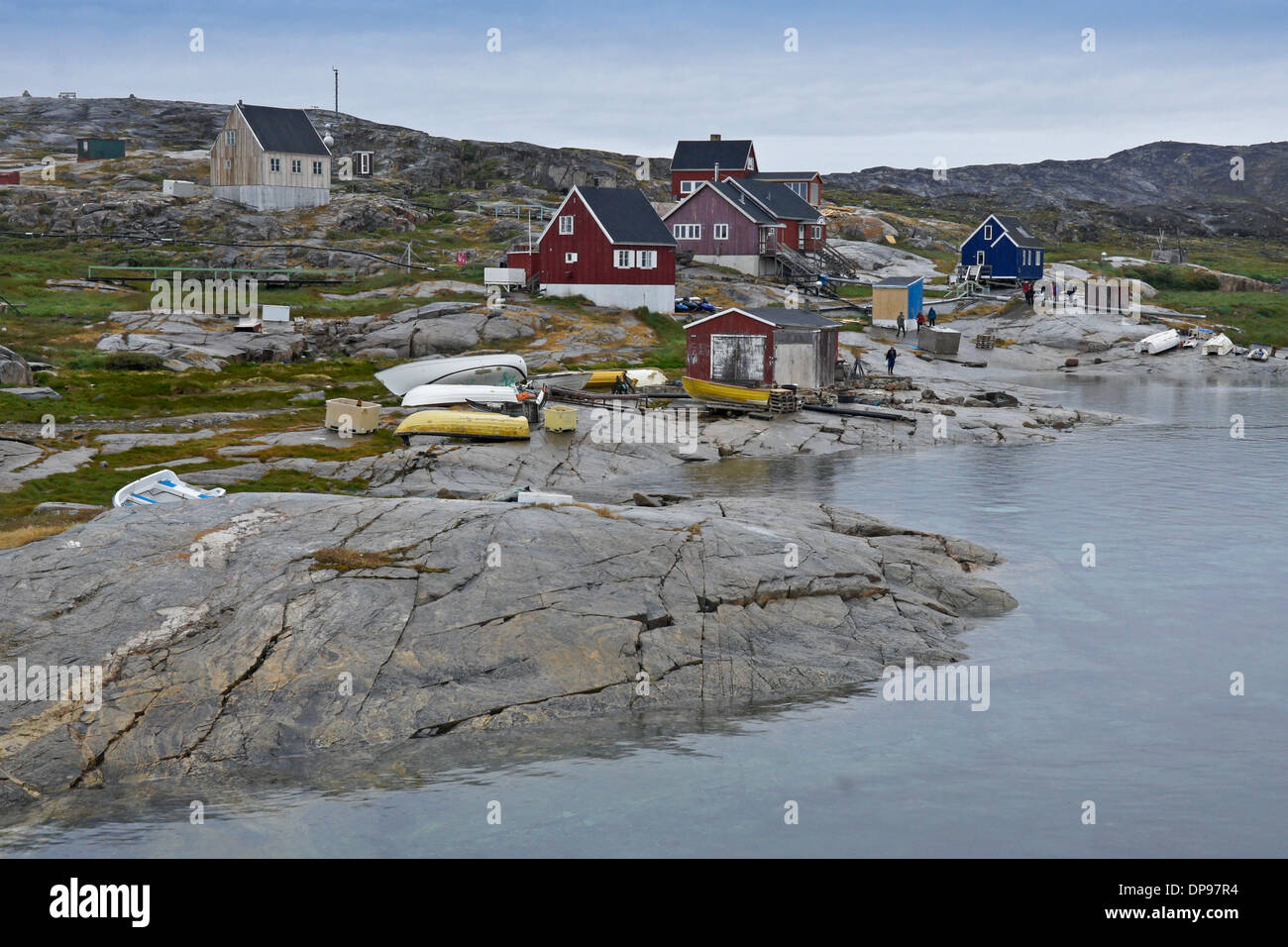 Case colorate in Ilimanaq (Oqatsut), Groenlandia occidentale Foto Stock