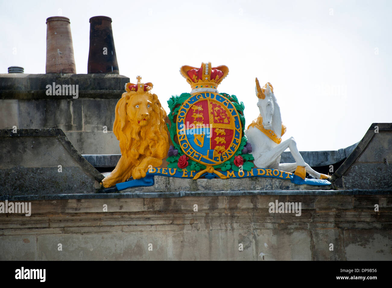Royal Crest Lion e Unicorn Bath Somerset REGNO UNITO Foto Stock