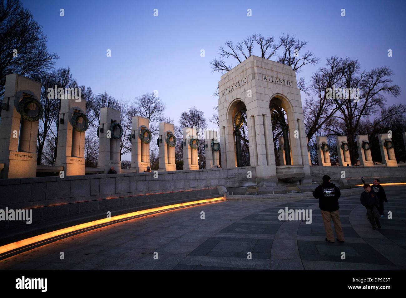 Il Memoriale della Seconda Guerra Mondiale, Washington DC. 17 dicembre, 2013. Foto di Trevor Collens. Foto Stock