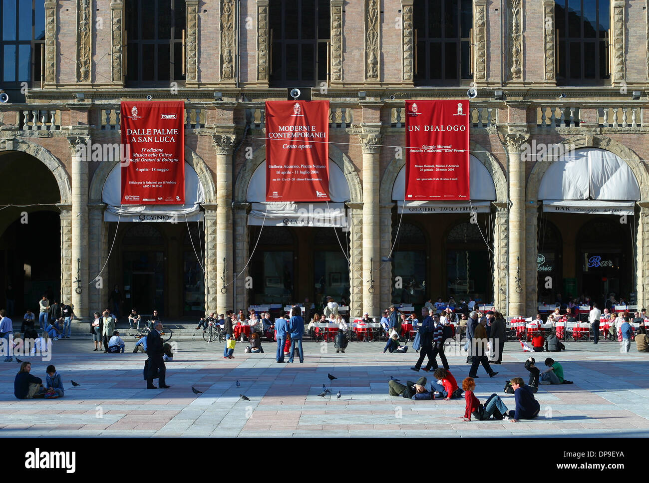 Palazzo d'Accursio (o Palazzo Comunale) è un palazzo di Bologna, Italia. Si trova sulla Piazza Maggiore. Foto Stock