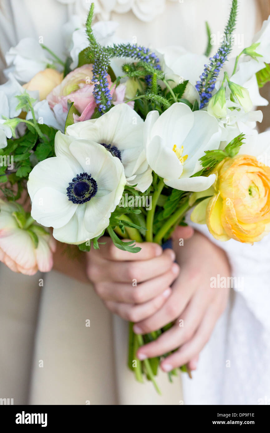 Fiore ragazza, gioventù, fiori, mazzo, bambino Foto Stock