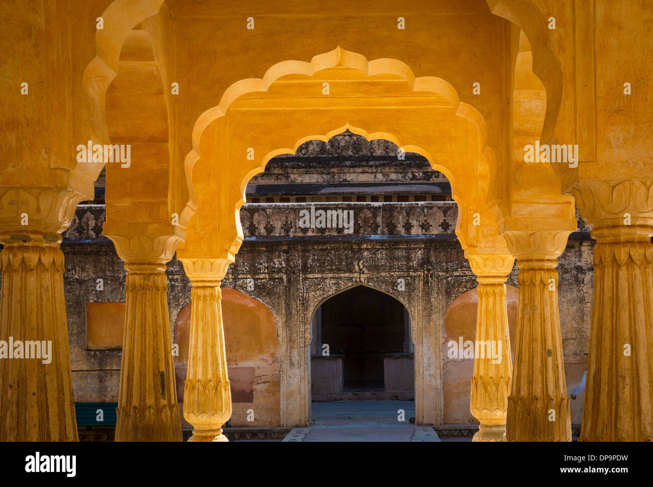 Amer Fort si trova in Amer 6,8 mi da Jaipur, stato del Rajasthan, India Foto Stock