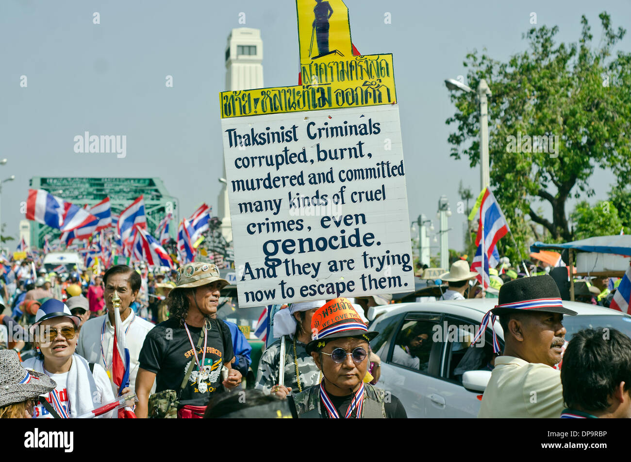 Bangkok, Thailandia.9 gennaio, 2014.Anti governo manifestanti durante l'ultimo caldo - fino marzo in vista della chiusura di Bangkok il 13 gennaio. Foto Stock