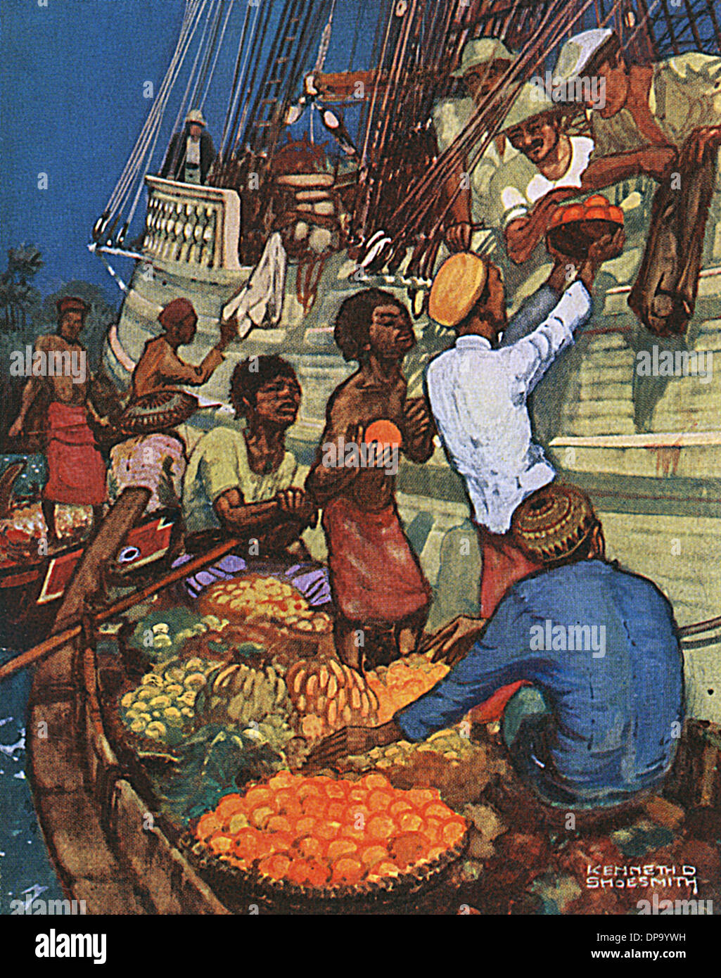 Tenendo su forniture di frutta Foto Stock