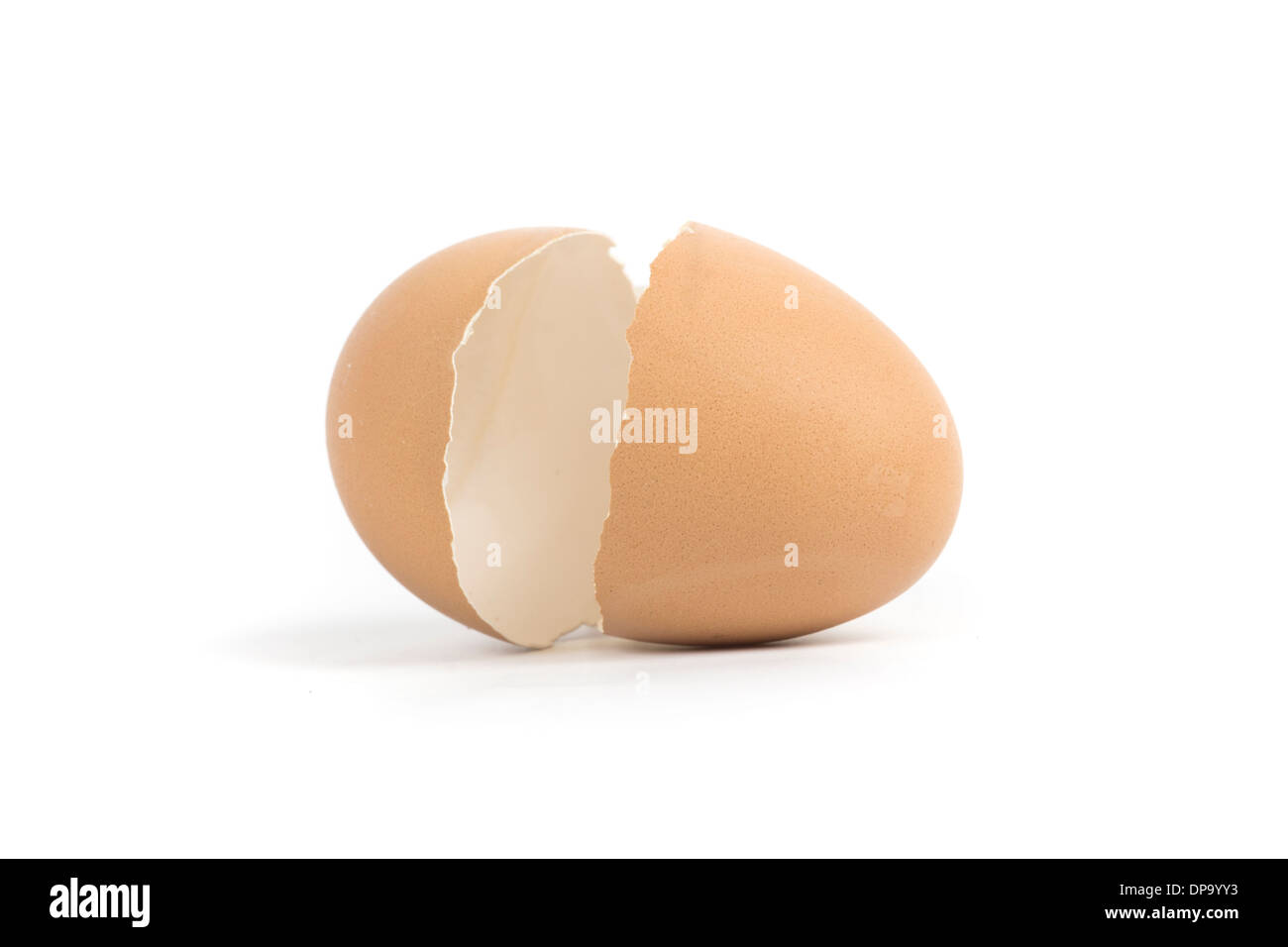 Il guscio delle uova crack isolati su sfondo bianco Foto Stock