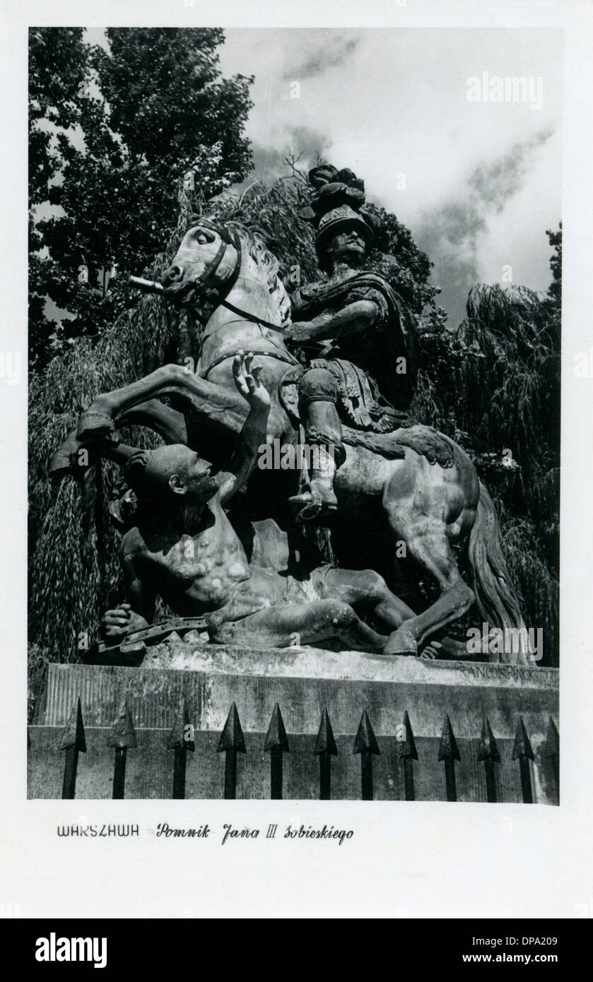 Il re Giovanni III Sobieski Monumento a Varsavia, Polonia Foto Stock