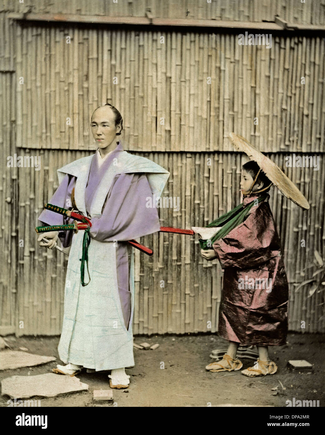 Samurai e attendant, Giappone (attori) Foto Stock