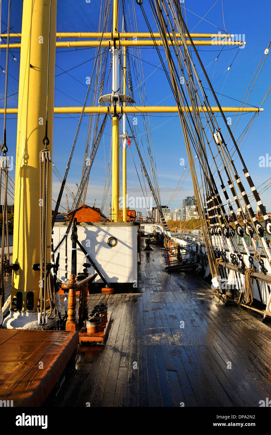 A bordo di Tall Ship SV Glenlee ormeggiato a new Riverside al Museo dei Trasporti di Glasgow, Scozia Foto Stock