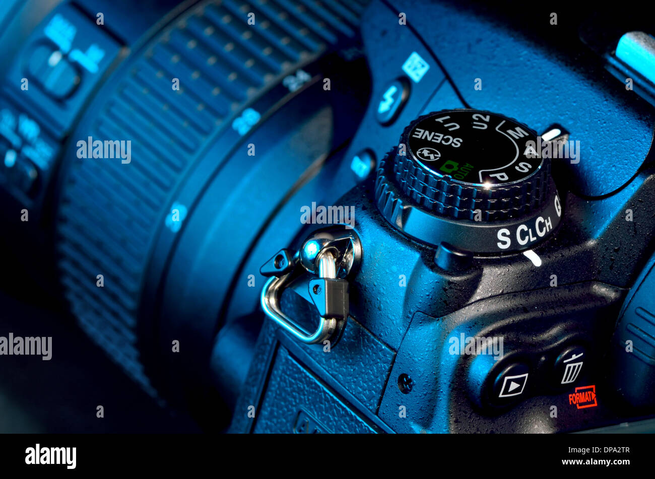 Primo piano della fotocamera digitale Foto Stock