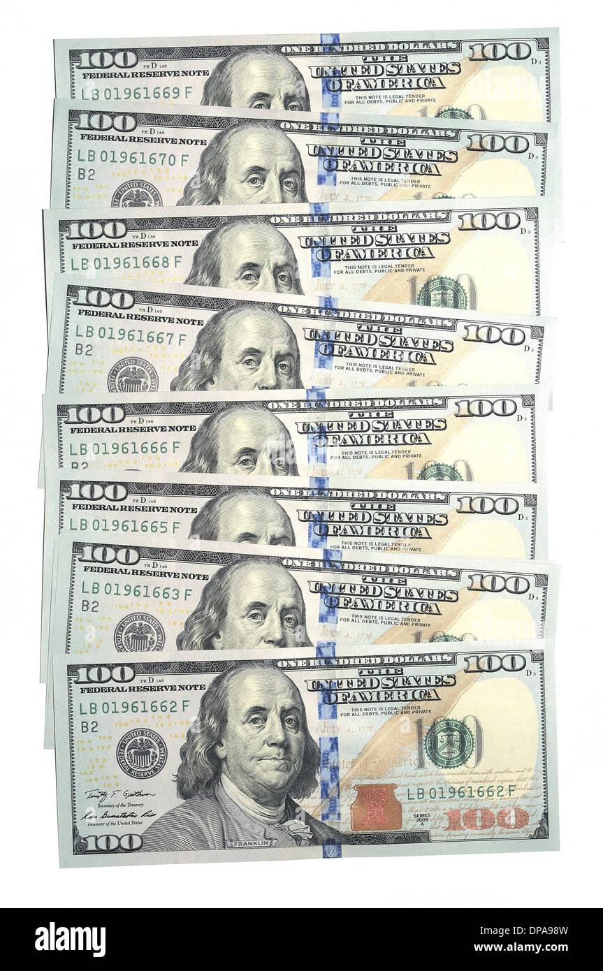 Nuovo 100 U.S. dollar banconota Foto Stock