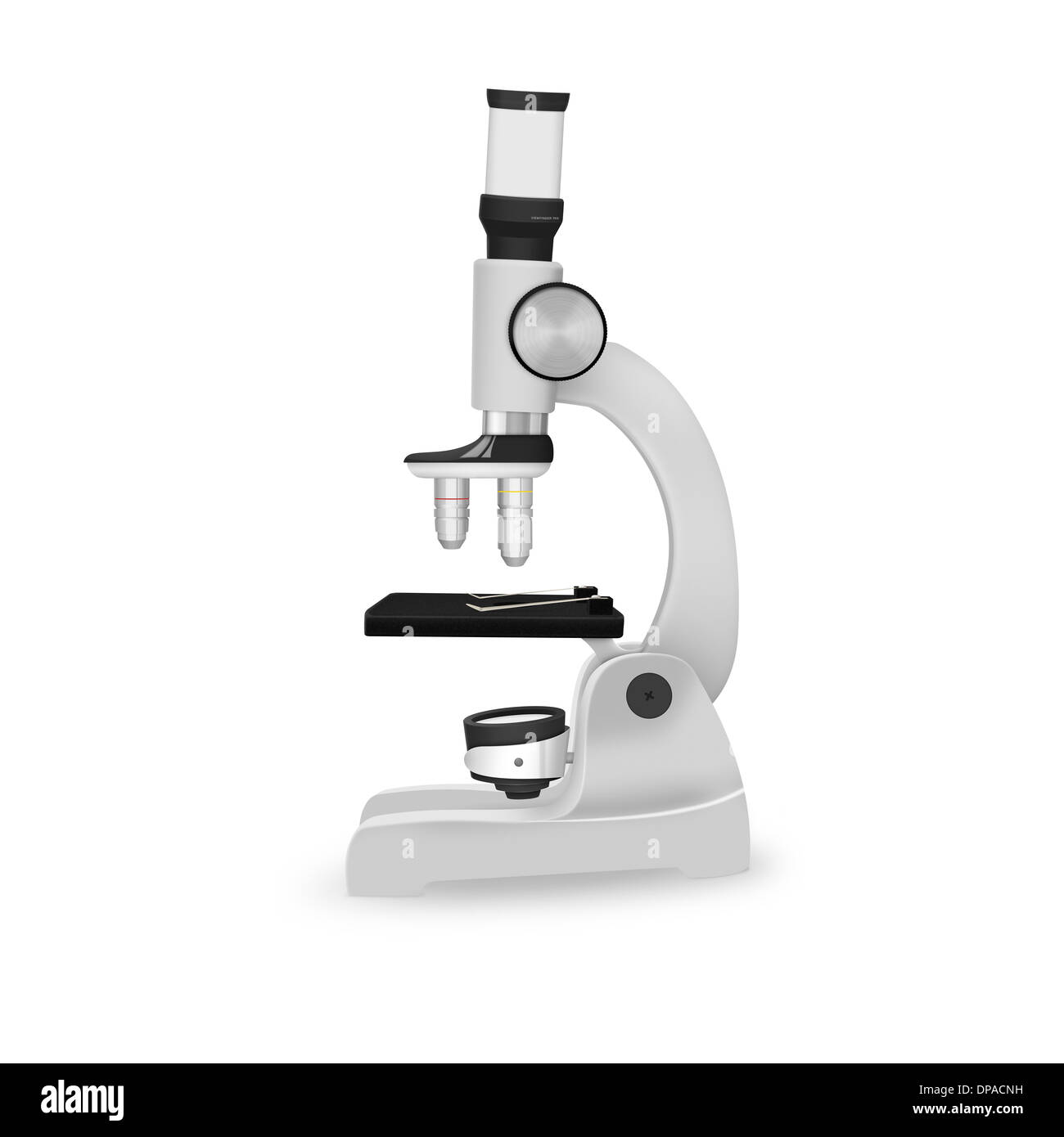 Microscopio fotorealistico icona sullo sfondo bianco. Perfetto per la scienza del concetto. Foto Stock