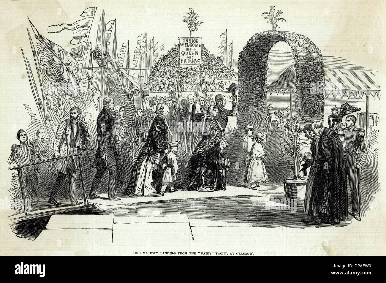 Victoria e Albert in visita a Glasgow 1849 Foto Stock