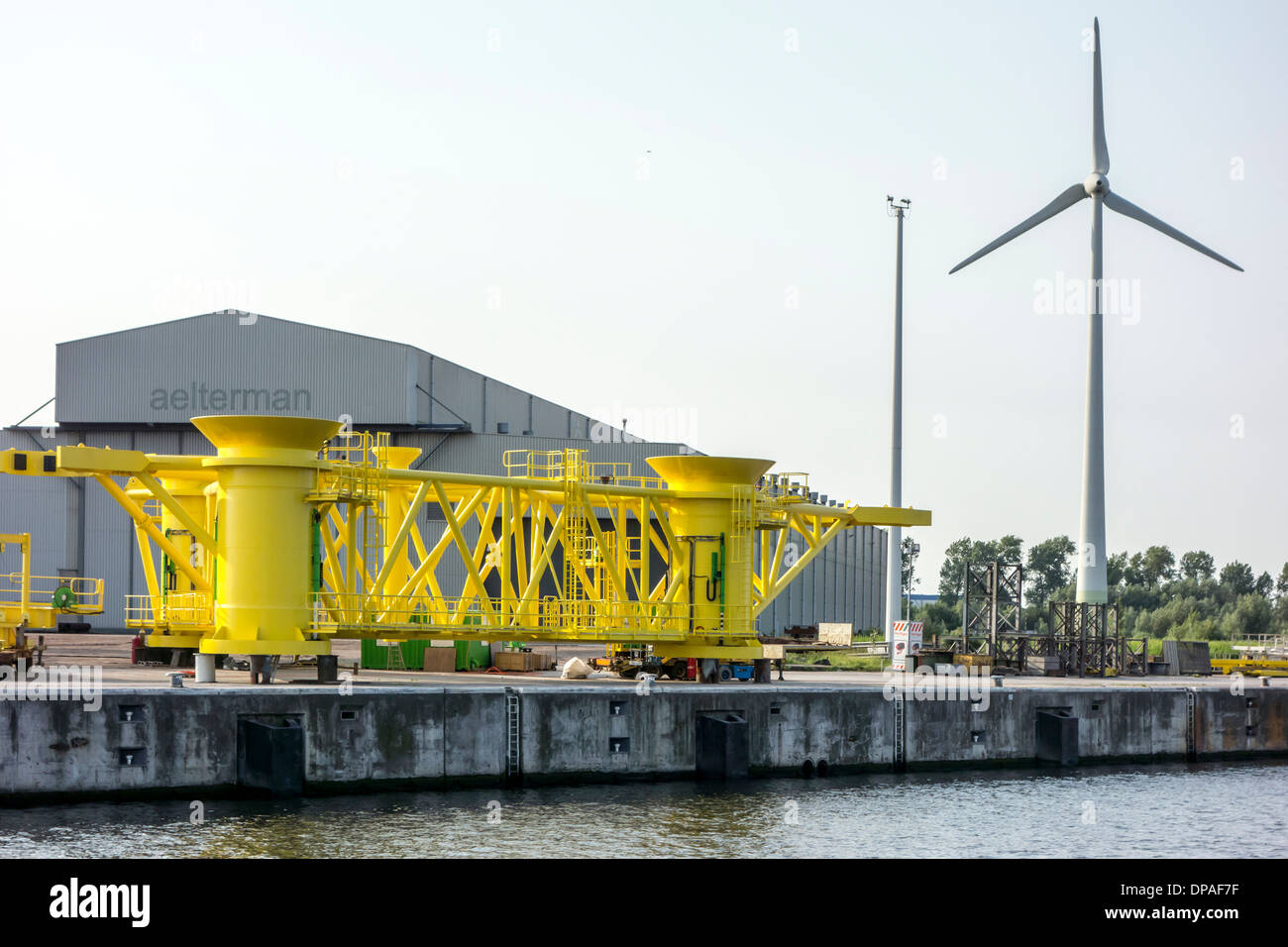 Aelterman, azienda specializzata nelle costruzioni in acciaio nel porto di Gand, Fiandre Orientali, Belgio Foto Stock