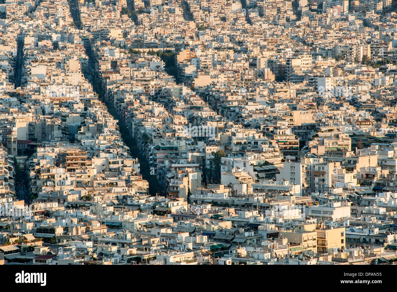 Vista su tutta Atene, capitale della Grecia. Foto Stock