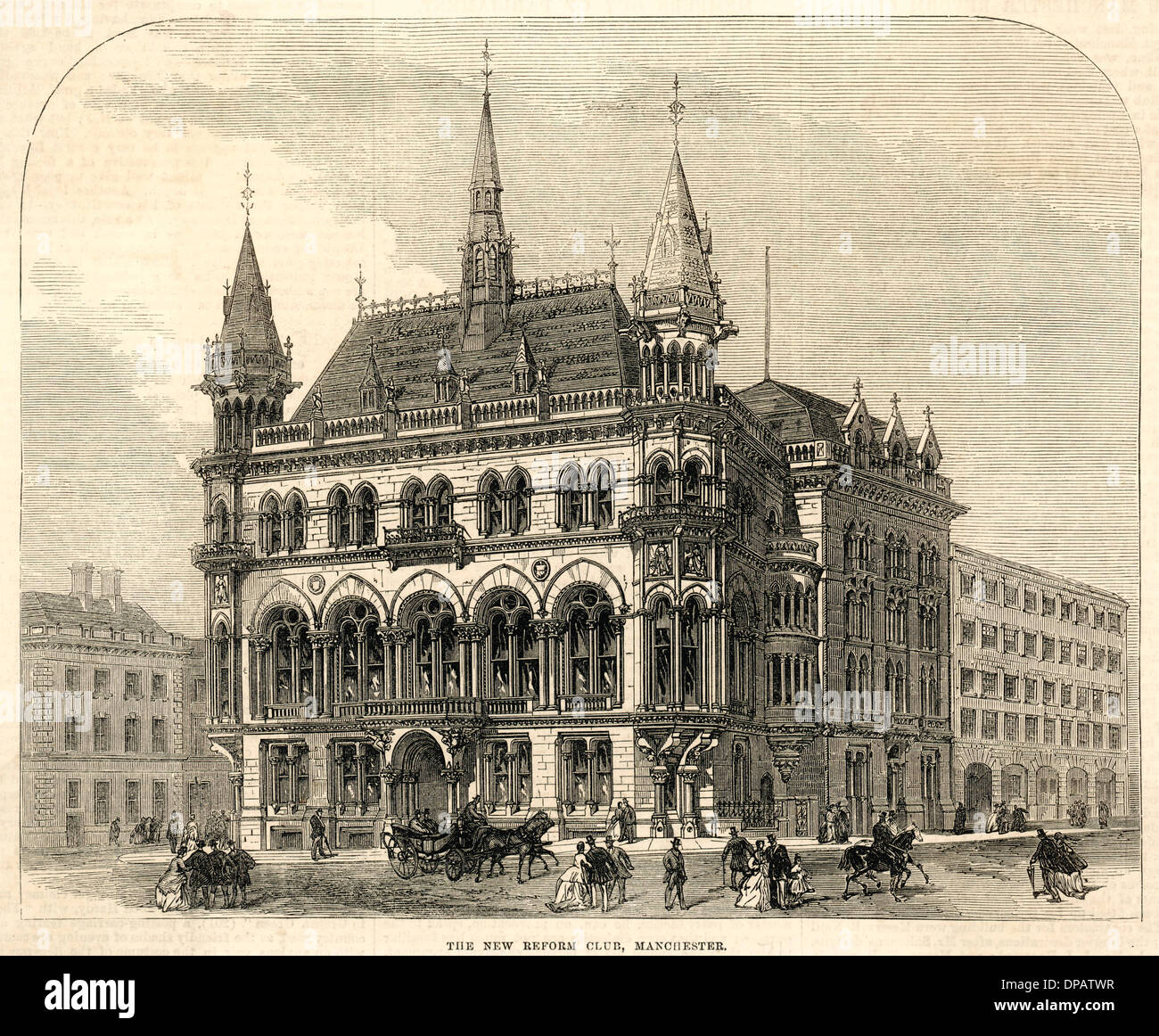 REFORM CLUB, MANCHESTER 1871 Foto Stock