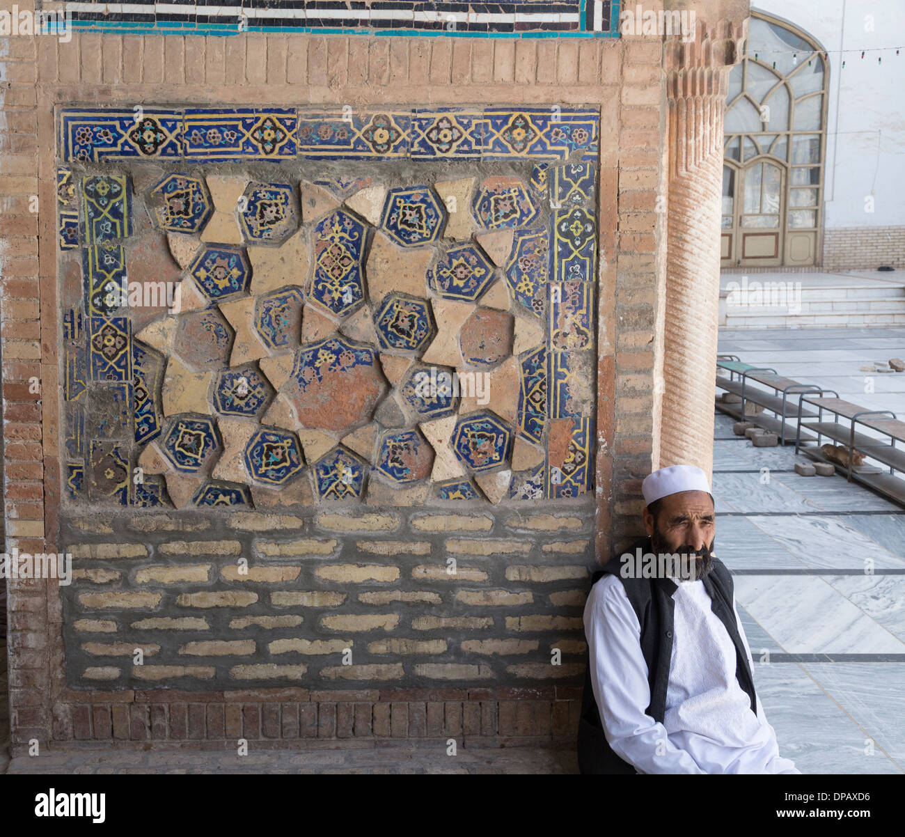 Dettaglio di Timurid tilework della Moschea del Venerdì, Herat, Afghanistan Foto Stock