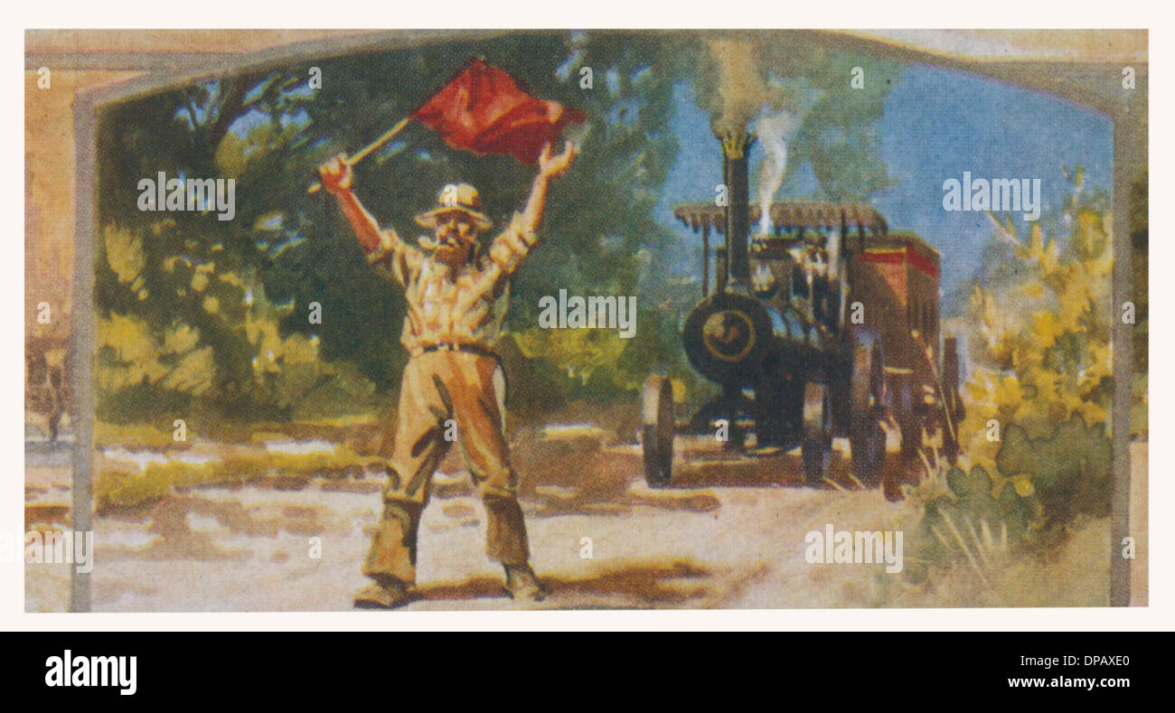 Vapore e bandiera rossa 1865 Foto Stock