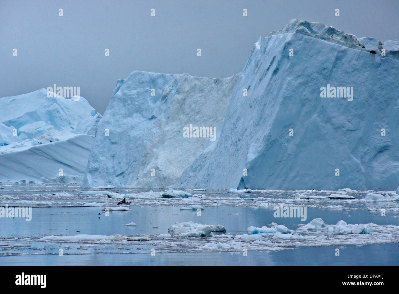 Iceberg nella baia di Disko, Ilulissat, Groenlandia occidentale Foto Stock