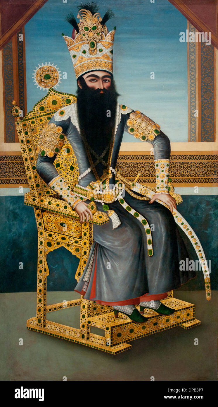 Fath Ali Shah (1797-1834), dominatore della dinastia Qajar ( Gadjare) attribuito a Mihr Ali Iran 1805 Persia iraniano Persiano Foto Stock