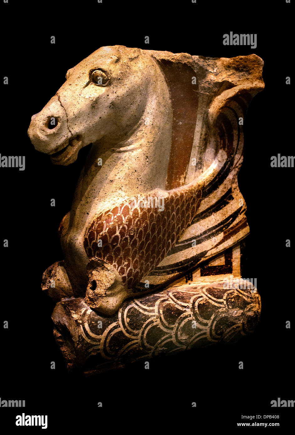 Acroterion : cavallo alato 500-475 A.C. Cerveteri Necropoli Etrusca Toscana Italia Italiano Foto Stock