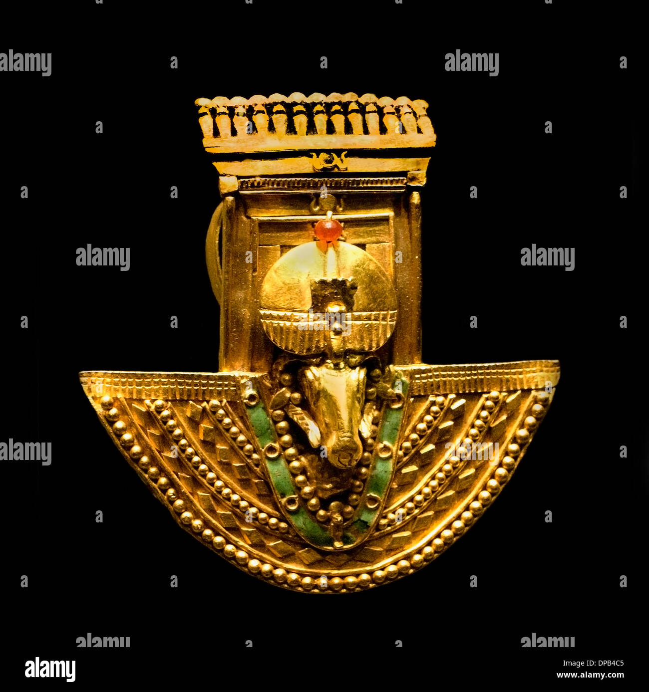 Anello d'oro con una testa cilindri capitale Meroë Napata Meroitic unito Egitto Nubia 1 - 2 Cent annuncio Sudan Foto Stock