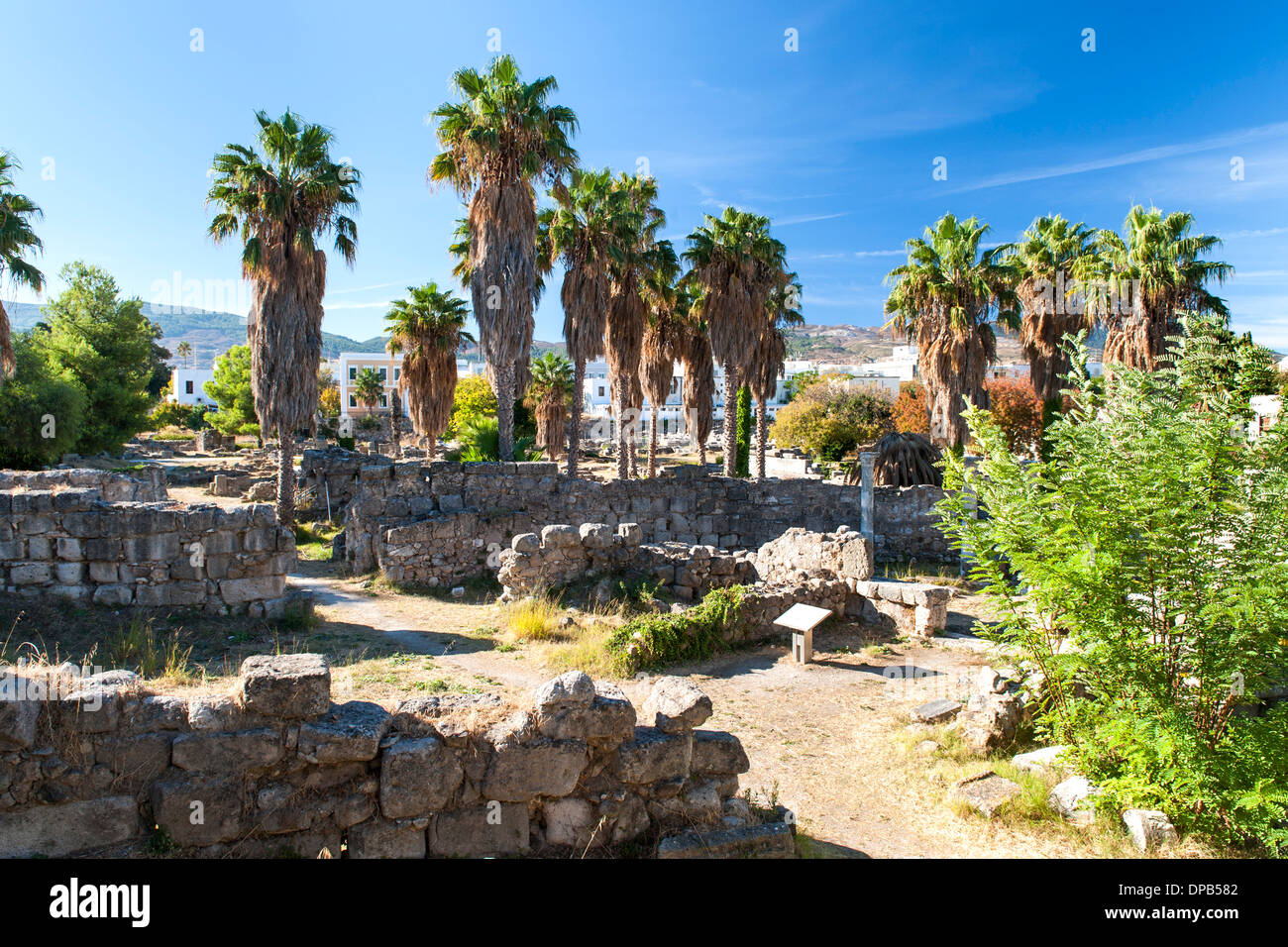 Rovine dell'antica città di Kos sull'isola greca di Kos. Foto Stock