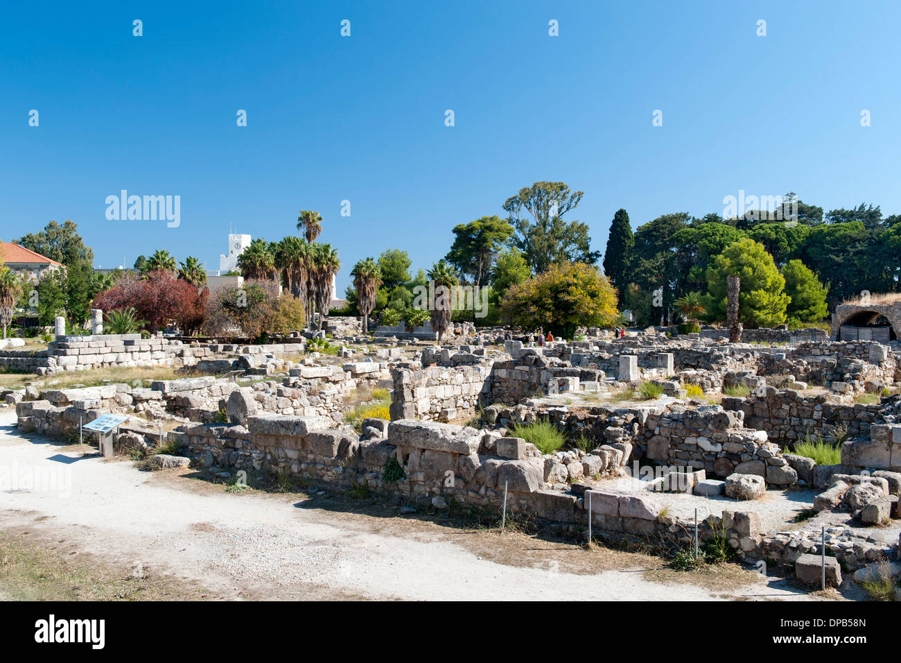Rovine dell'antica città di Kos sull'isola greca di Kos. Foto Stock