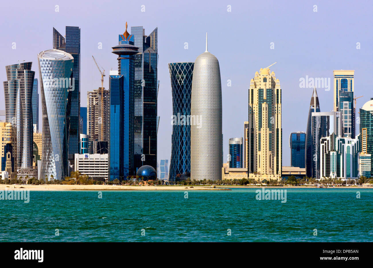 Panorama di West Bay Area Commerciale, Doha, Qatar Foto Stock