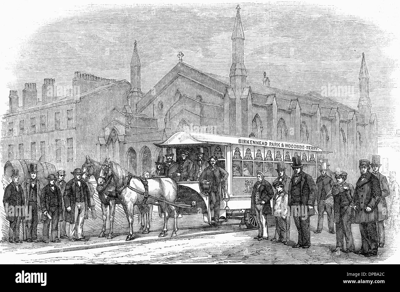 Horse Tram Birkenhead 1860 Foto Stock