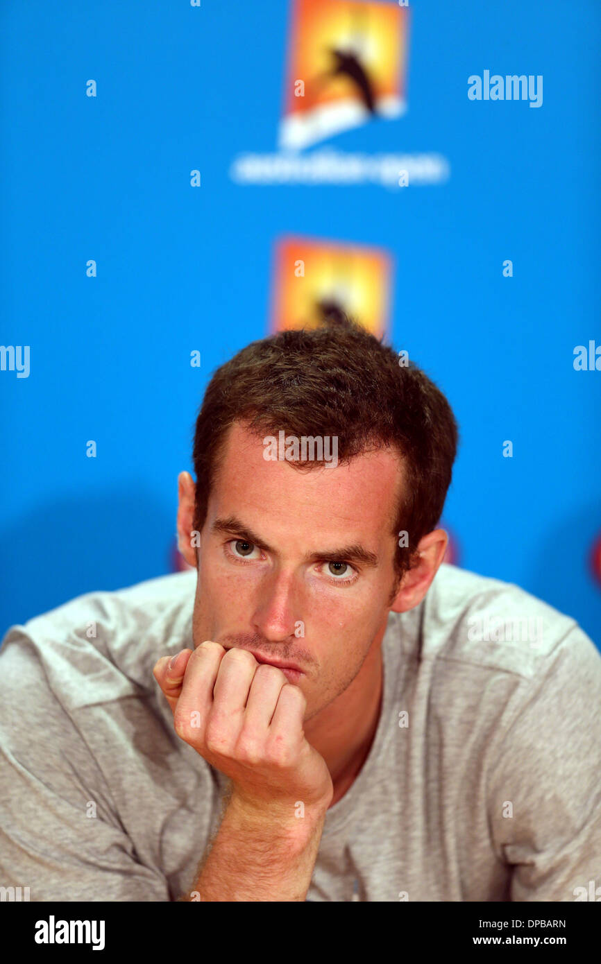 Melbourne, Australia. Xi gen, 2014. La Gran Bretagna di Andy Murray partecipa a una conferenza stampa in vista del 2014 Australian Open di tennis nel torneo di Melbourne, Australia, il 11 gennaio 2014. Credito: Li Peng/Xinhua/Alamy Live News Foto Stock