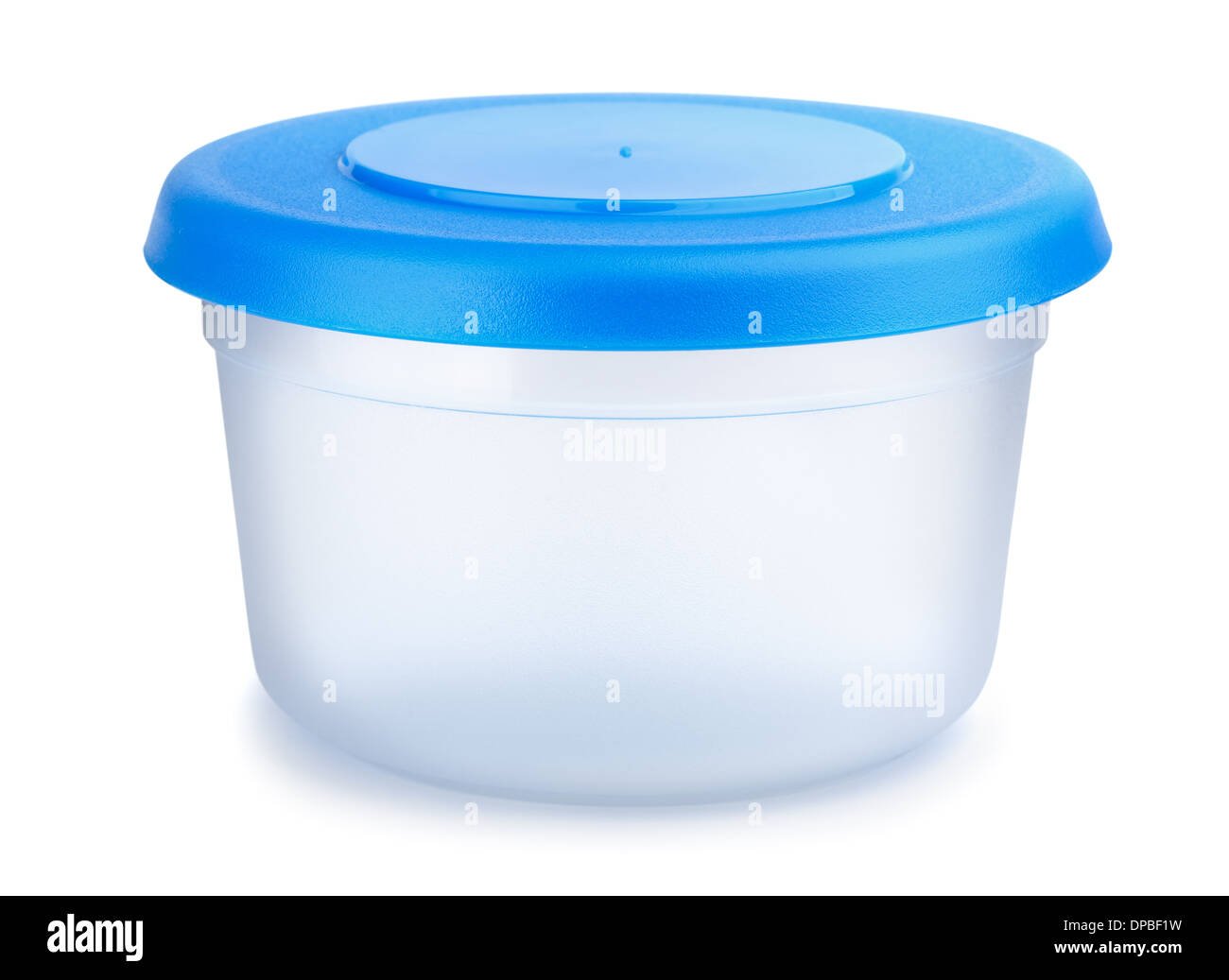 Round contenitore in plastica per alimenti isolato su bianco Foto Stock
