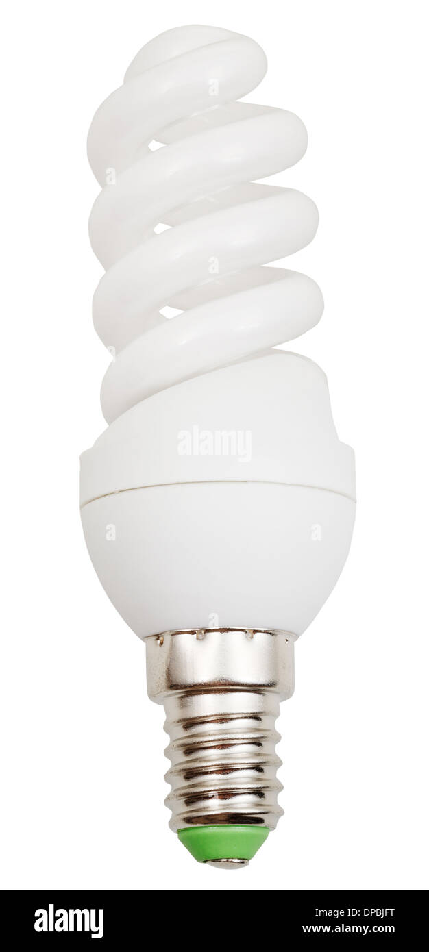 Risparmio energetico elicoidale lampada fluorescente su sfondo bianco Foto  stock - Alamy